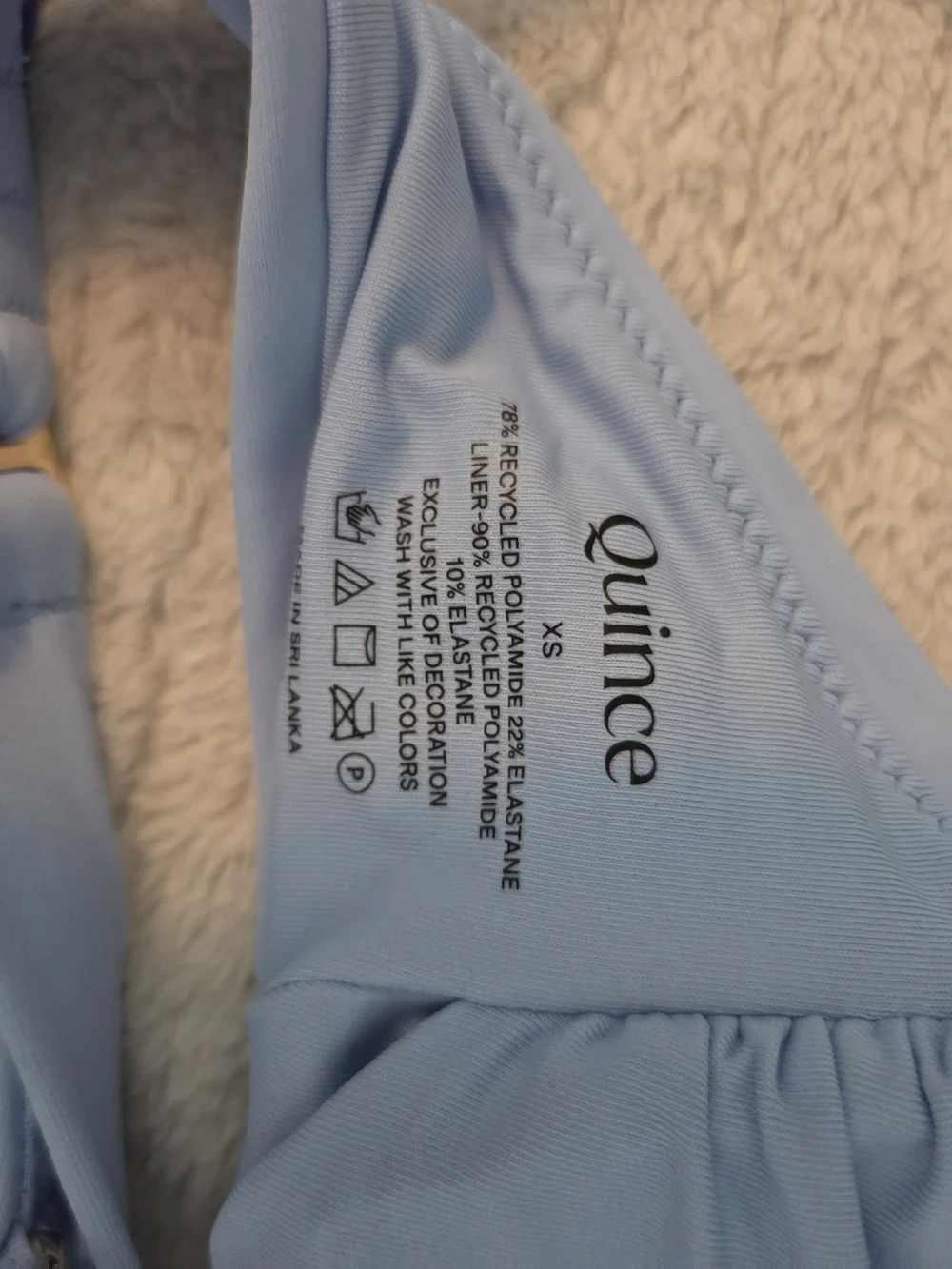Quince Three-Piece Bikini Set in Light Blue, Royal Blue & Black XS